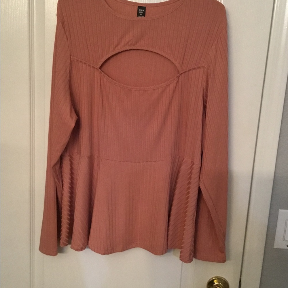 Ribbed Long Sleeve Top in Mauve